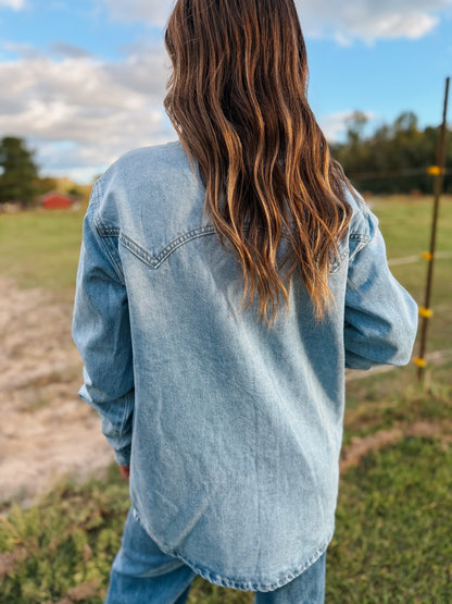 Pony Up Denim Top