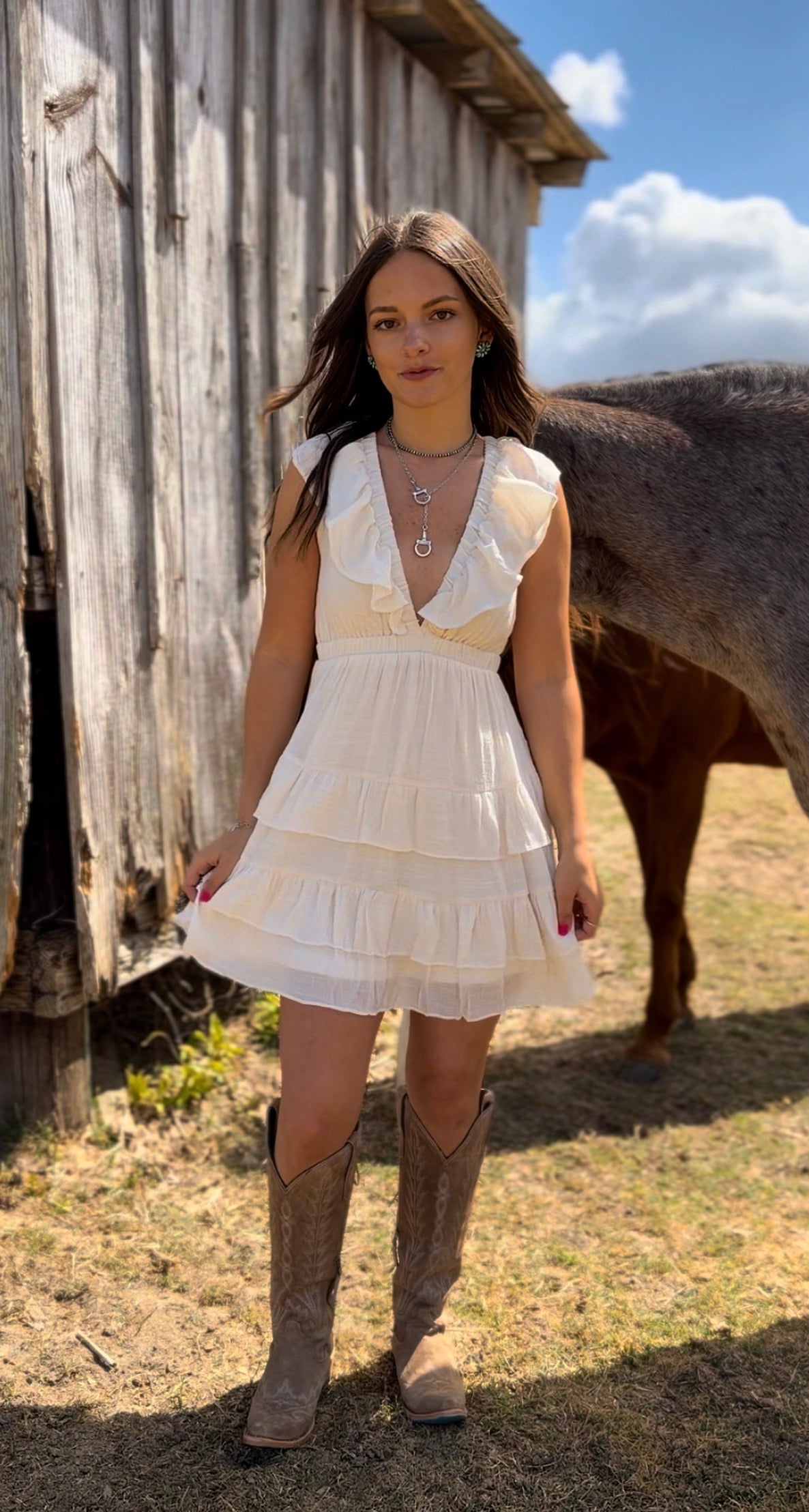 Ruffle Mini Dress | Ivory