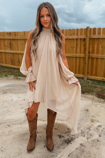High-Low Halter Dress | Champagne