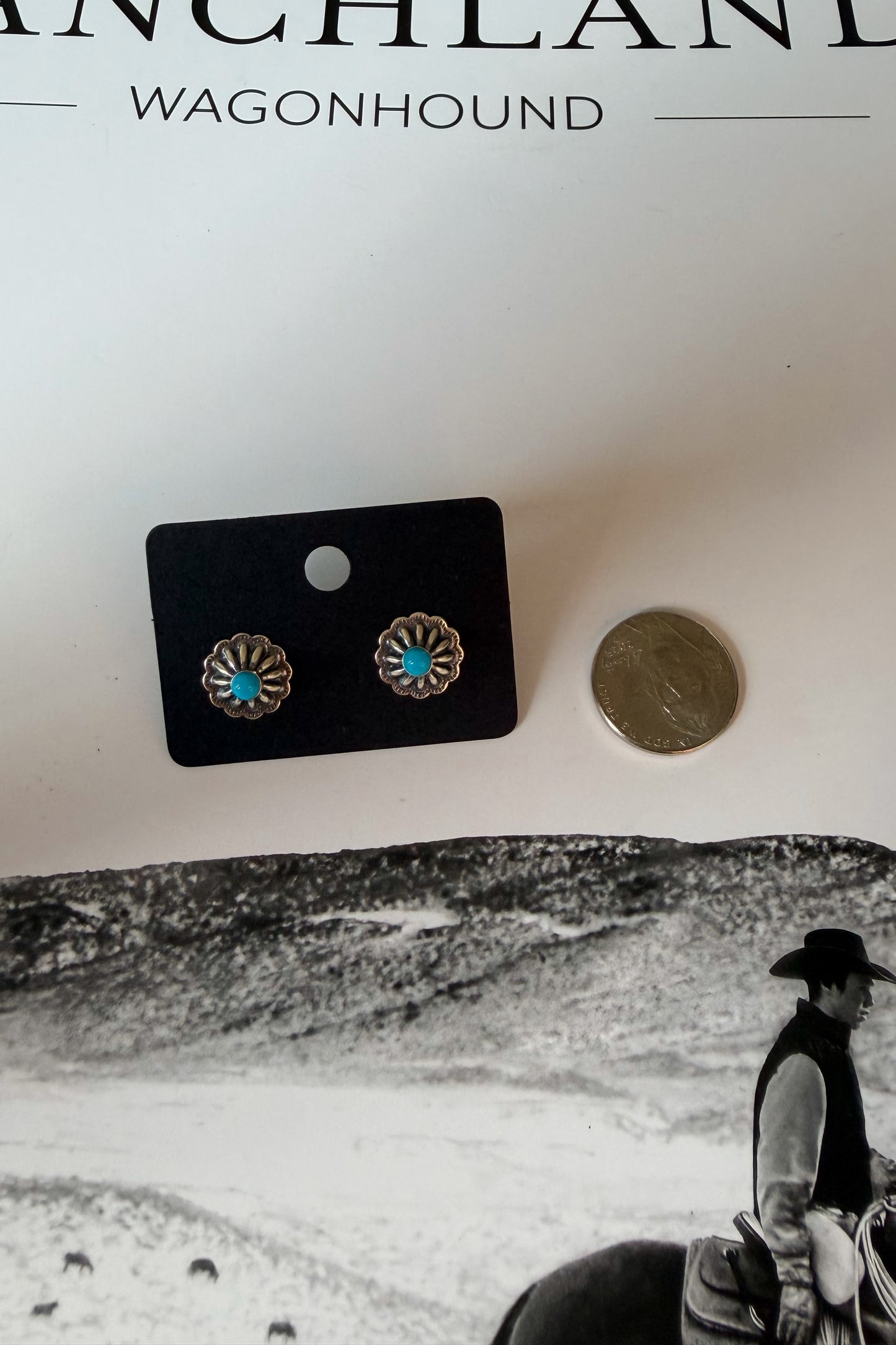 Kingman Turquoise Mini Concho Stud Earrings