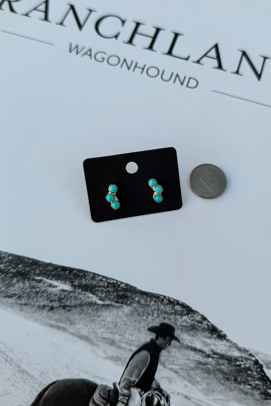 Kingman Turquoise Crawler Studs by Janice Spencer