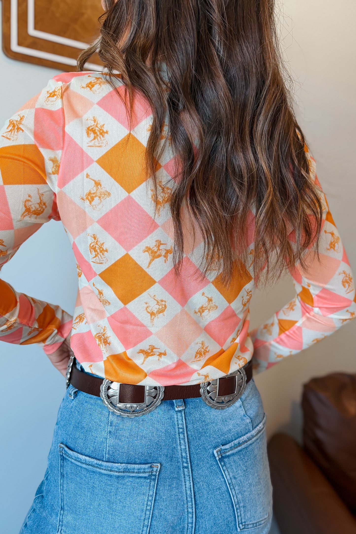 Diamond Bronc Mesh Top