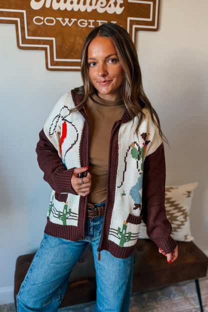Cowgirl Knit Zip-Up Cardigan