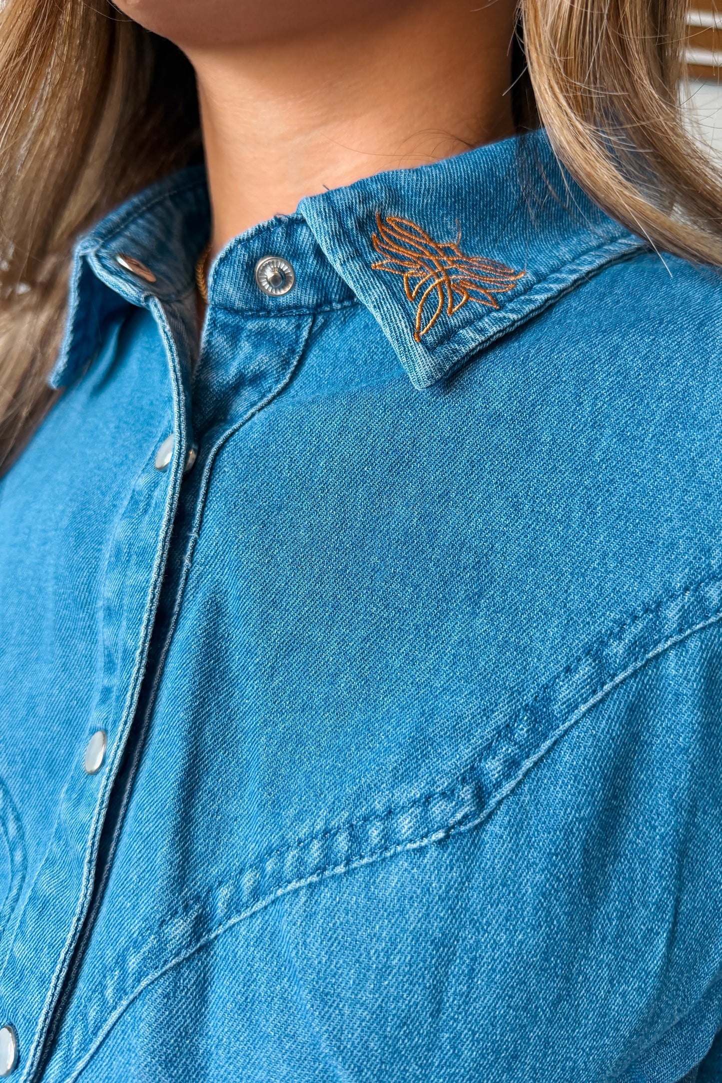 Boot Stitch Pearl Snap | Dark Denim