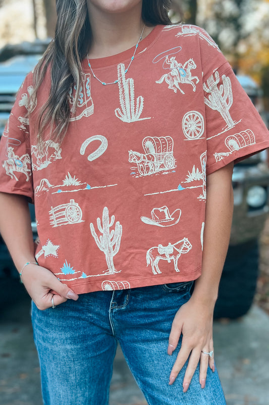 Ride the Range Western Tee | Rust