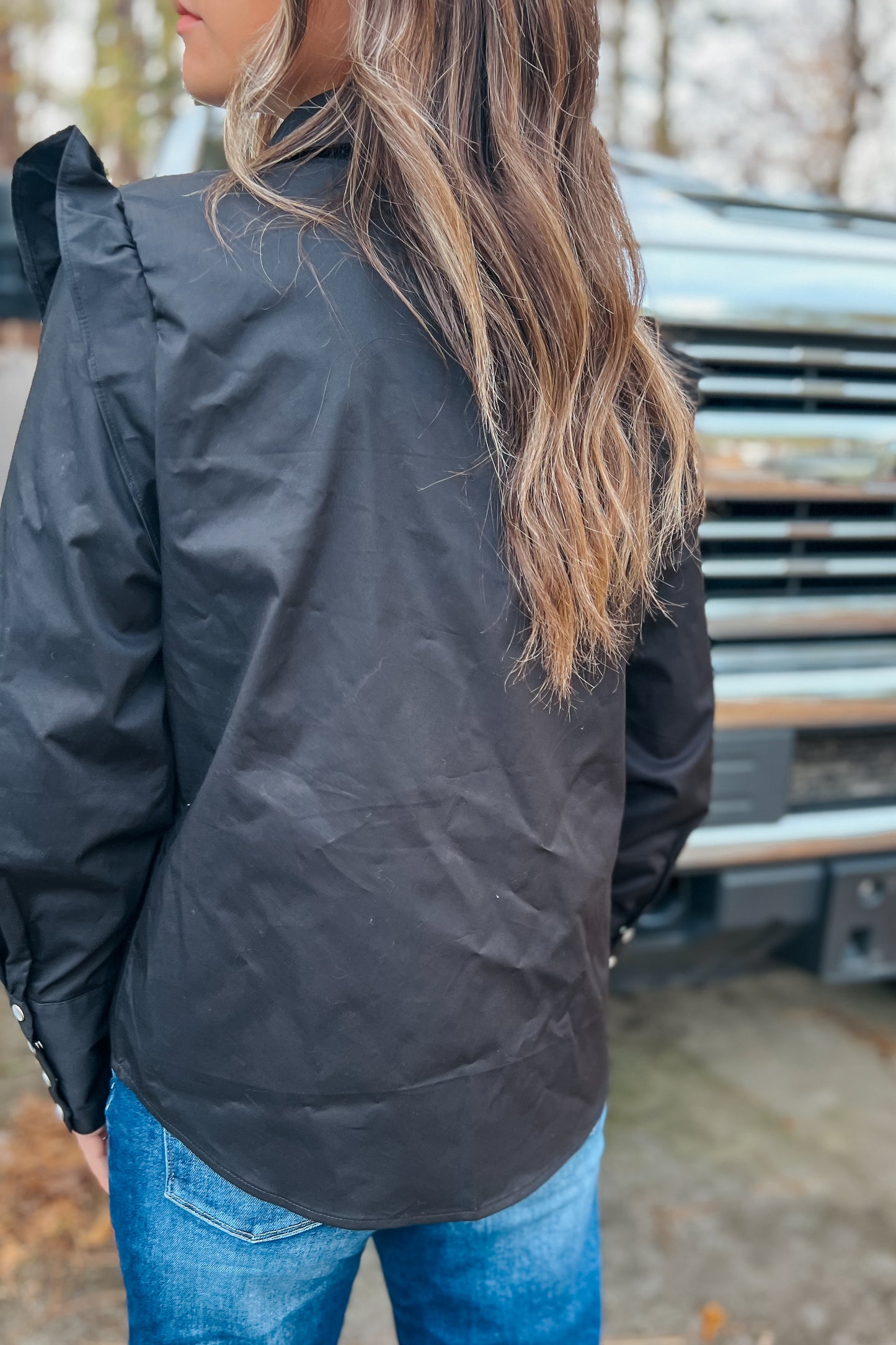 Ranch Queen Collar Top | Black