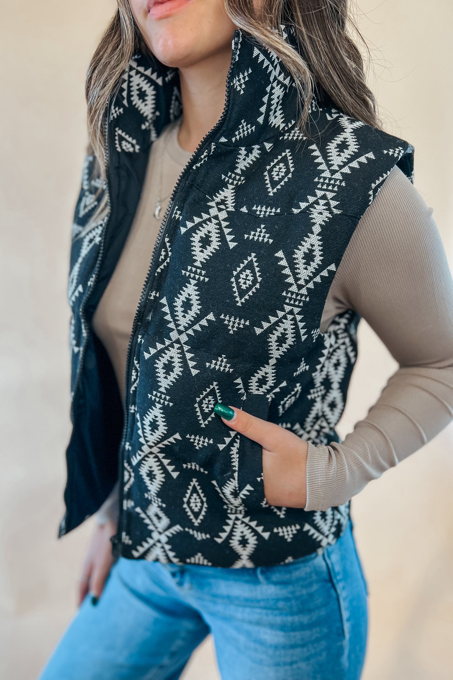 Western Aztec Puffer Vest