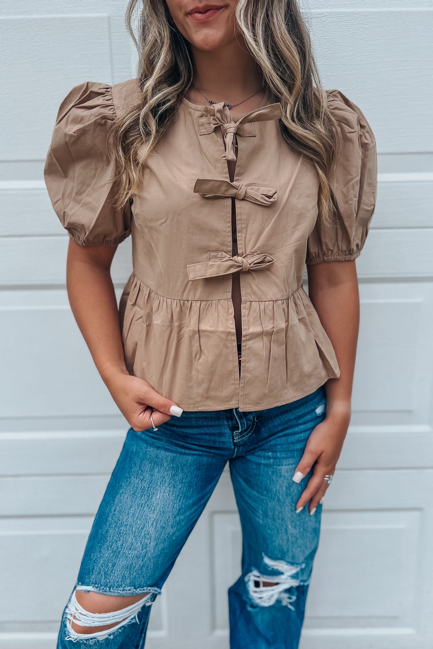 Tan Bow Top