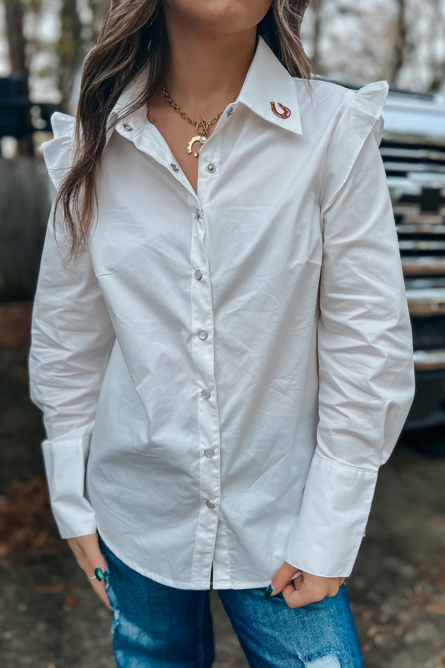 Ranch Queen Collar Top | Ivory