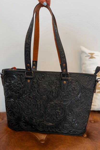 The Amarillo Leather Tote Bag | Black