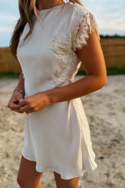 Cream Lace Trim Dress
