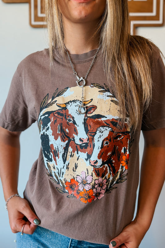 Floral Cows Tee