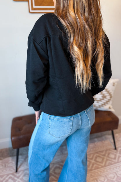 Denim Pocket Sweatshirt | Black