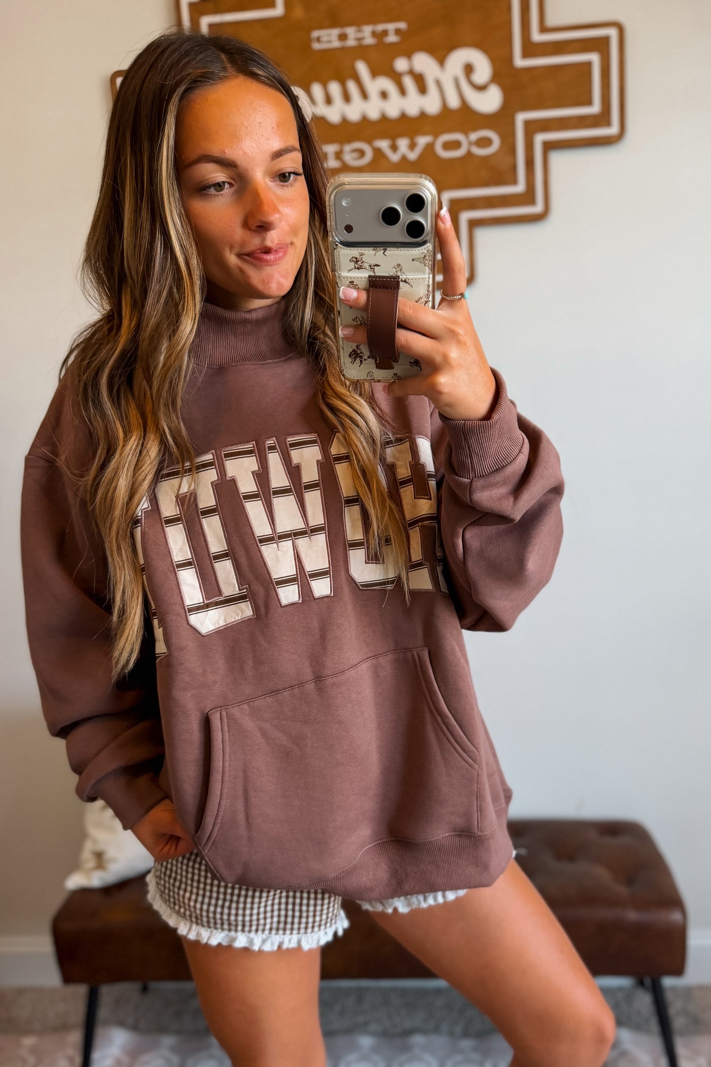 Striped Howdy Mockneck Sweatshirt