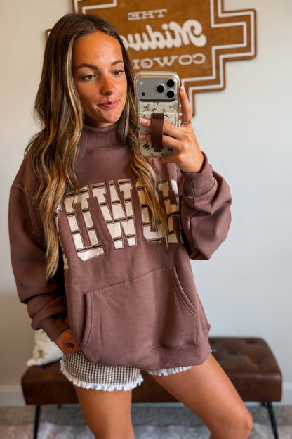 Striped Howdy Mockneck Sweatshirt