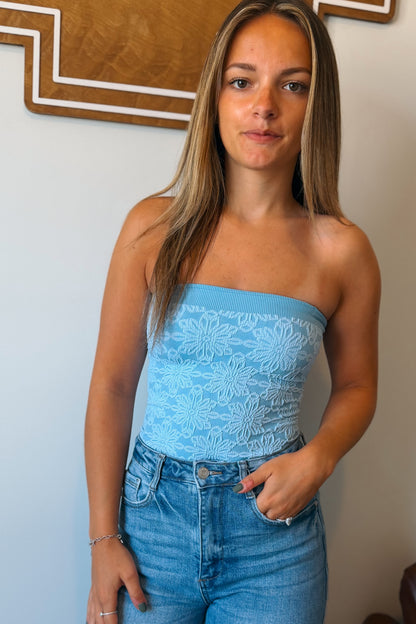 Floral Tube Top | Blue