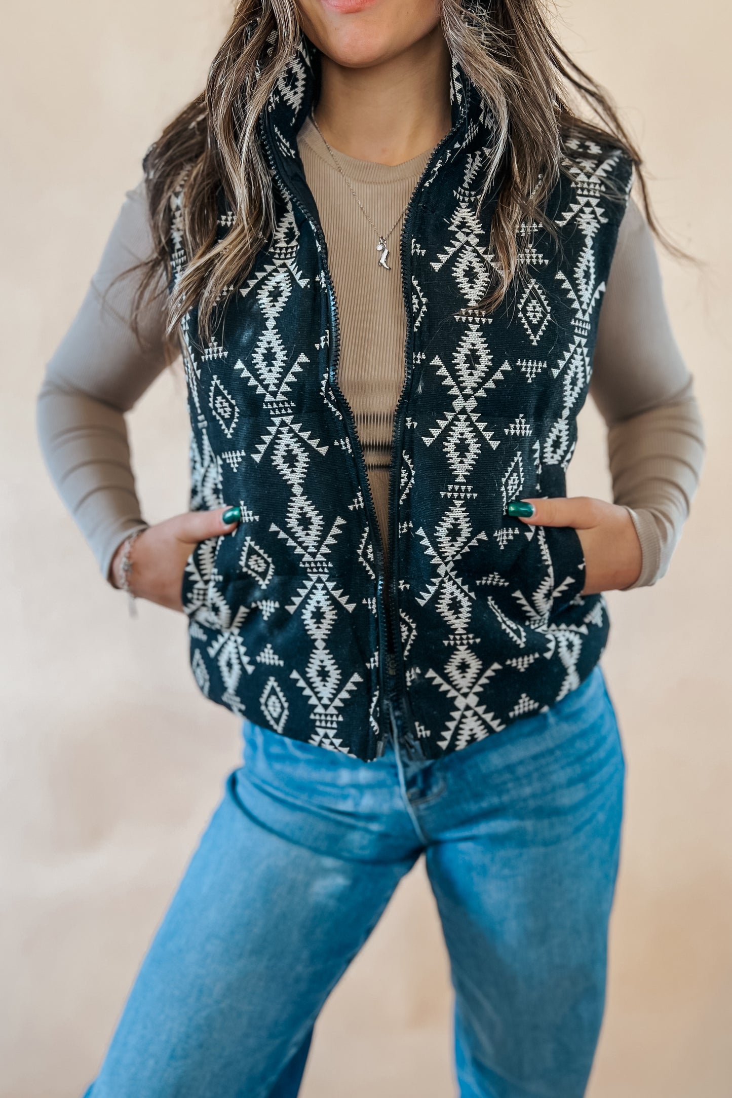 Western Aztec Puffer Vest