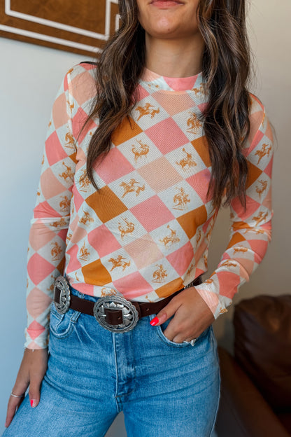 Diamond Bronc Mesh Top