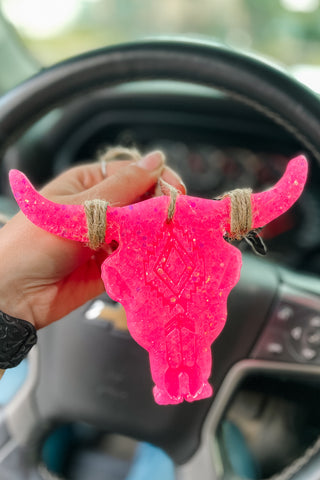 Hot Pink Bull Skull Freshie