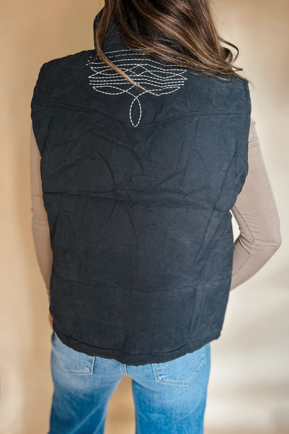 Boot Stitch Puffer Vest | Black