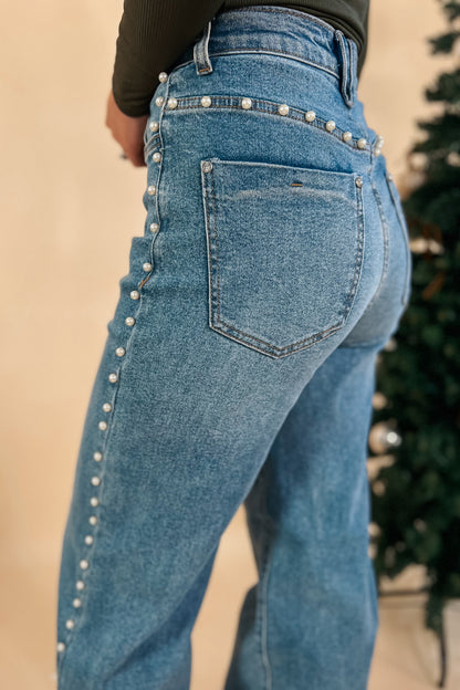 Saddle Pearl Wideleg Jeans