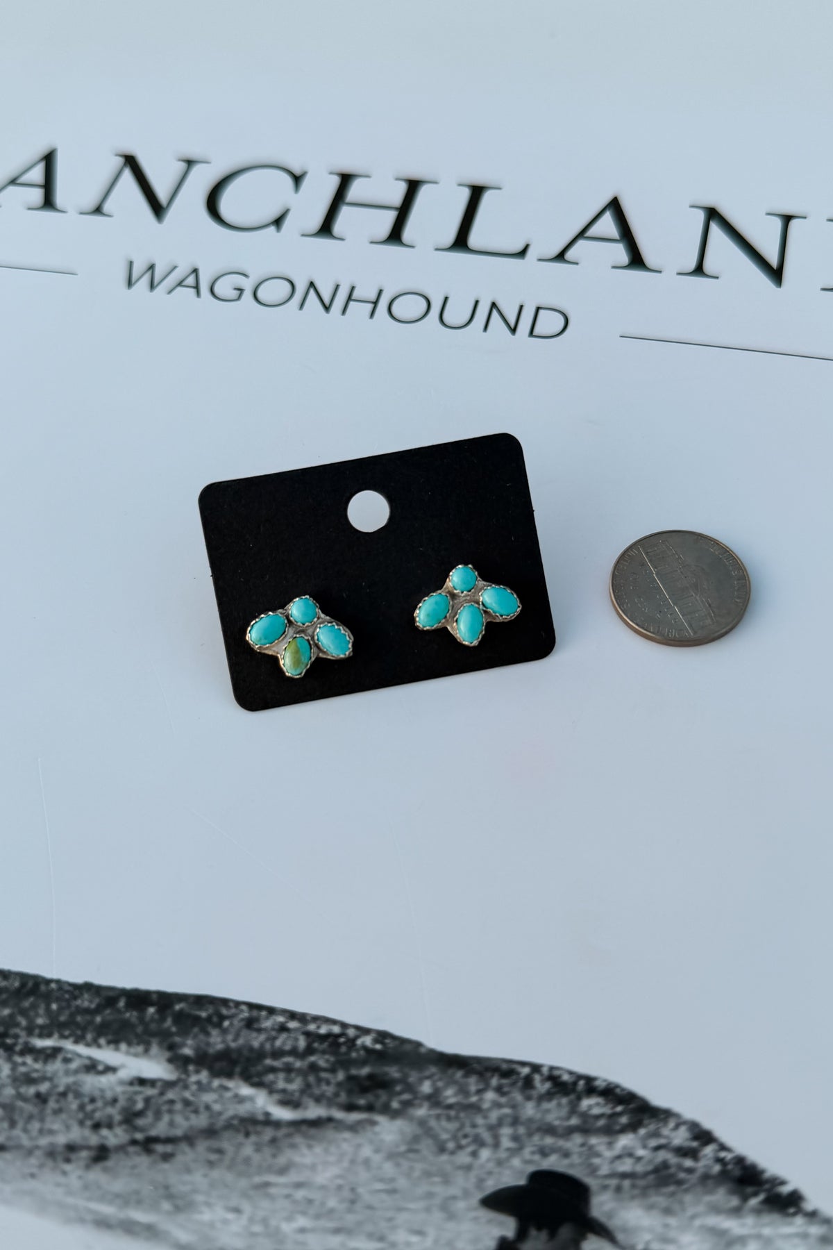 Mini Kingman Turquoise Half Cluster Studs by Maxine Ramirez
