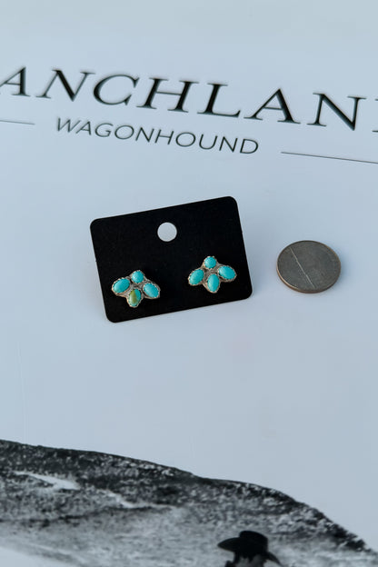 Mini Kingman Turquoise Half Cluster Studs by Maxine Ramirez