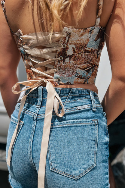 Tapestry Corset Tank Top