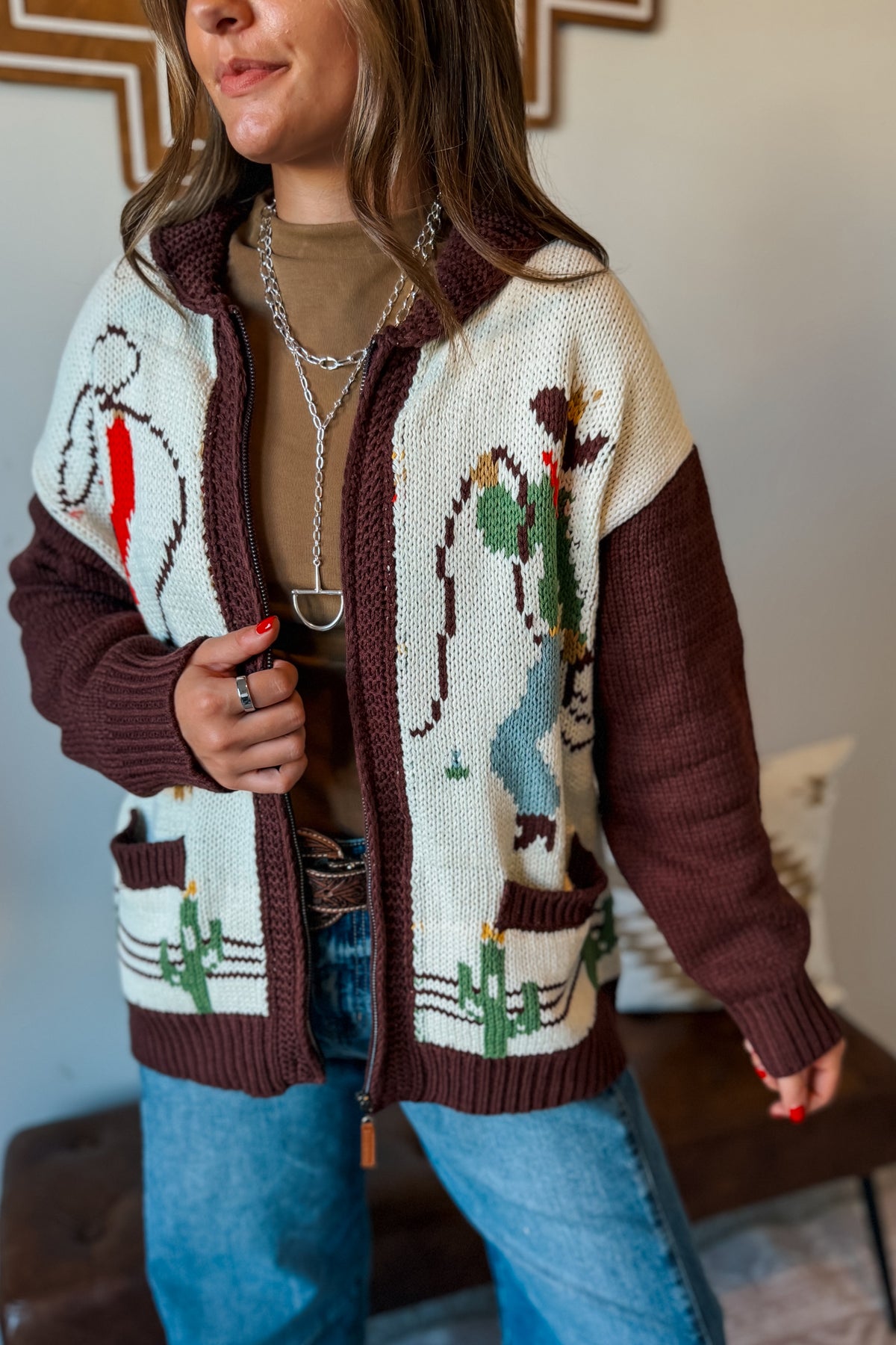 Cowgirl Knit Zip-Up Cardigan