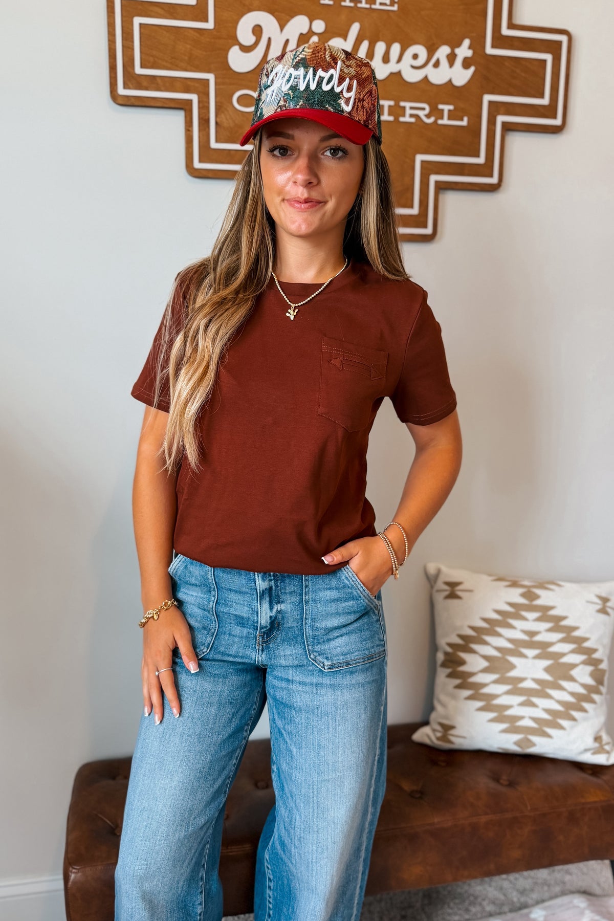 Arrow Pocket Tee | Brown
