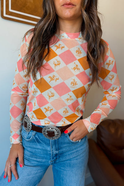 Diamond Bronc Mesh Top