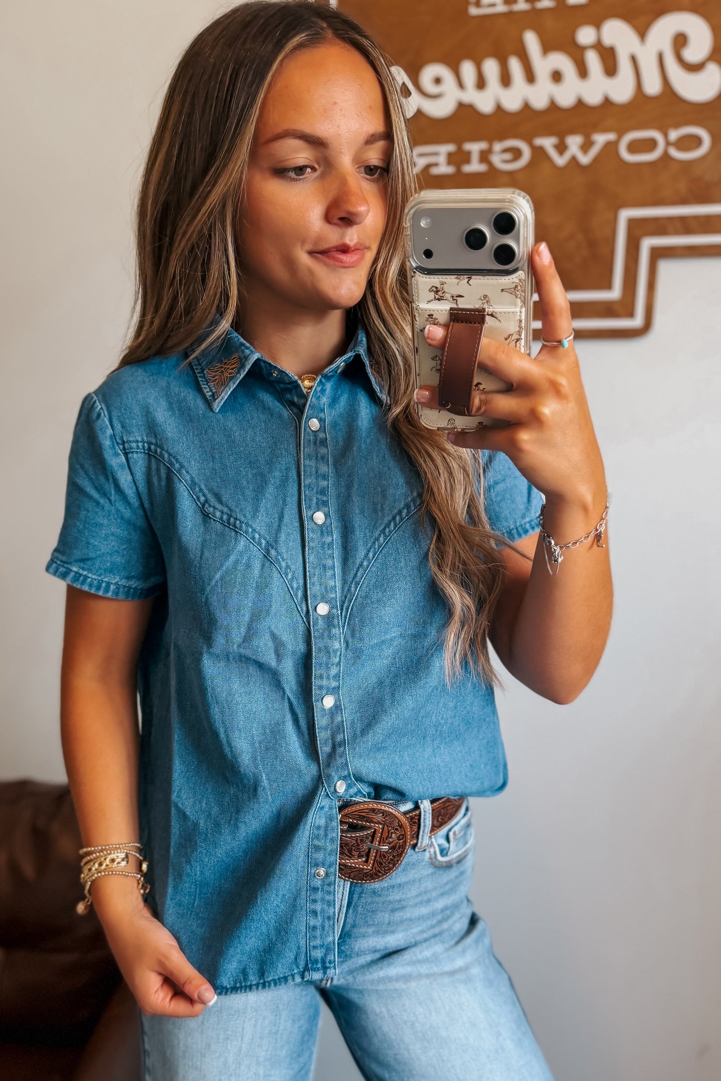 Boot Stitch Pearl Snap | Dark Denim