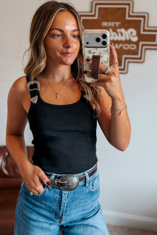 Western Buckle Bodysuit | Black