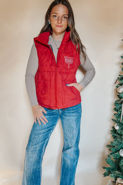 Boot Stitch Puffer Vest | Wine