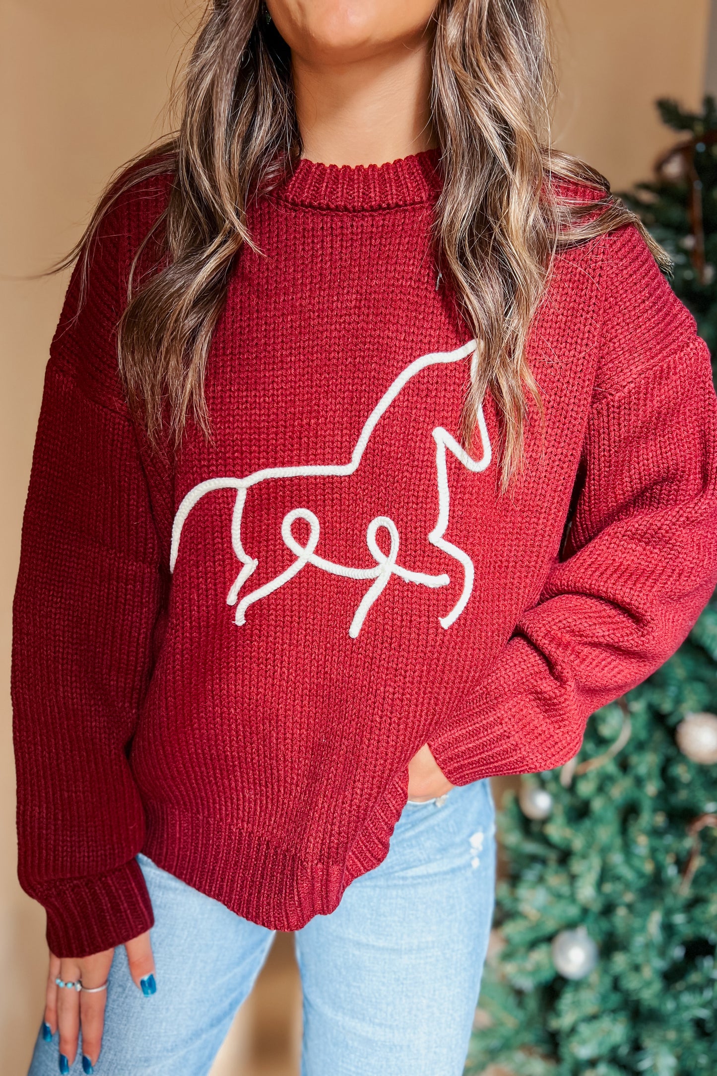 Horsin’ Around Sweater | Maroon