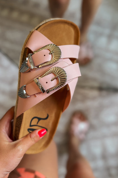 Iris Western Buckle Sandal | Pink