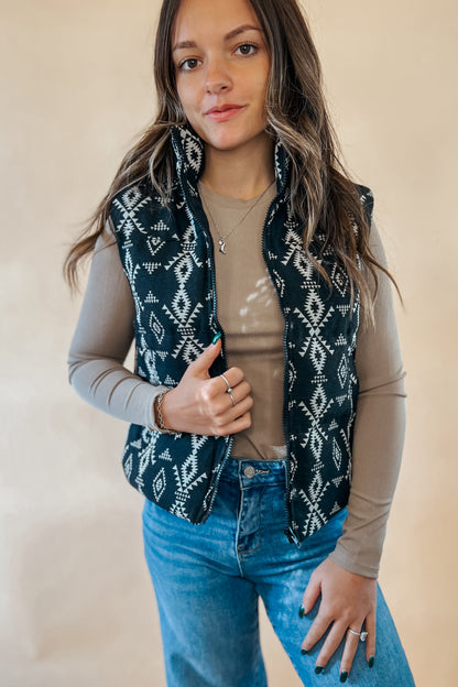 Western Aztec Puffer Vest