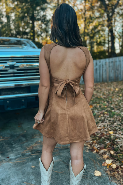 Saddle Suede Dress | Chestnut