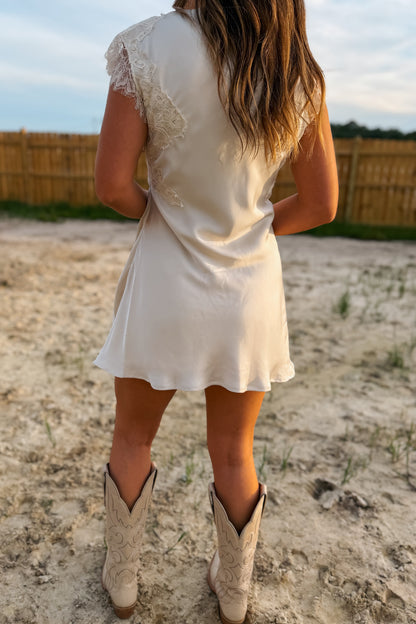Cream Lace Trim Dress
