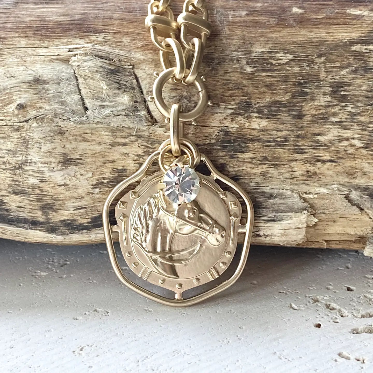 Equestrian Ranch Horse Necklace I Gold