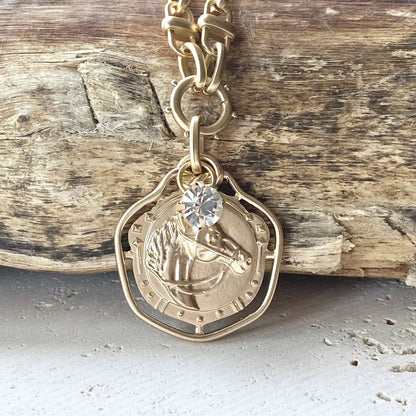 Equestrian Ranch Horse Necklace I Gold
