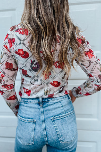 Cowboy Crazy Mesh Top