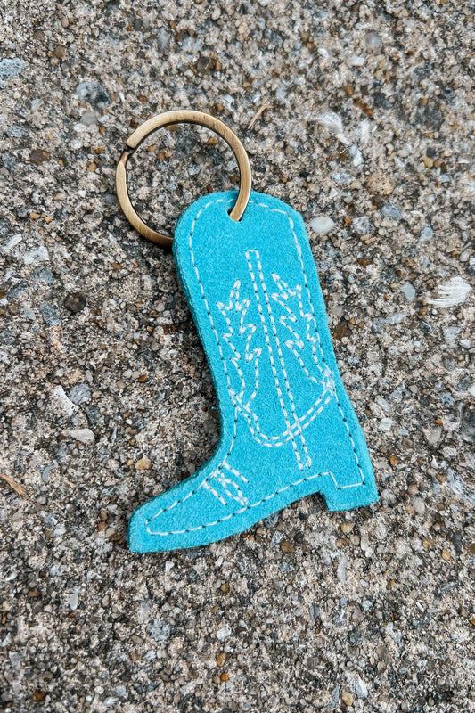 Suede Boot Keychain | Turquoise