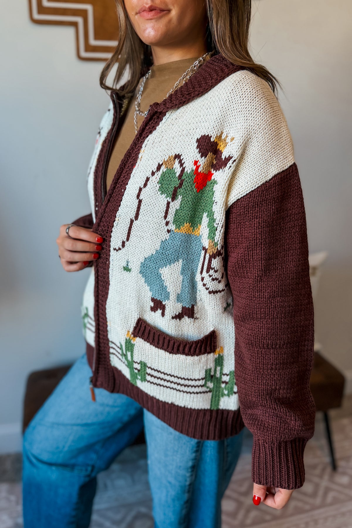 Cowgirl Knit Zip-Up Cardigan