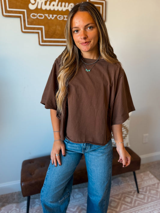 The Mia Oversized Tee | Brown