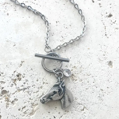 Horse Charm Necklace | Silver