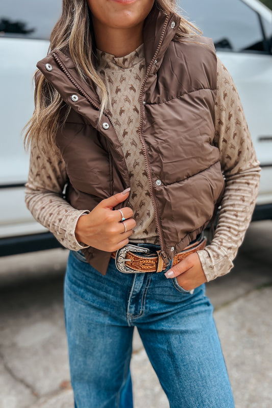 Brown Cropped Puffer