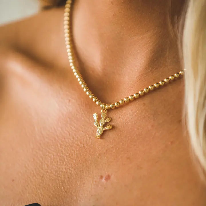 Prickly Pear Charm Necklace | Gold