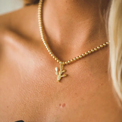 Prickly Pear Charm Necklace | Gold