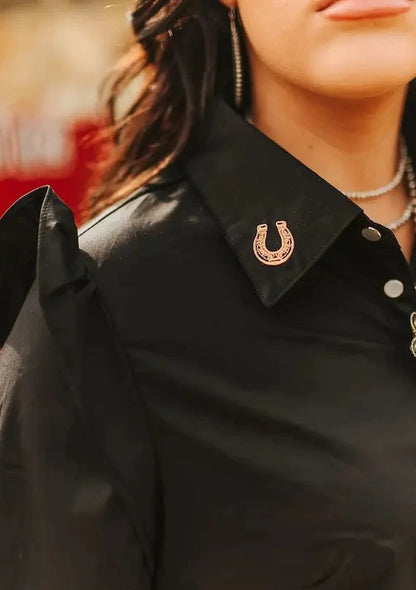 Ranch Queen Collar Top | Black